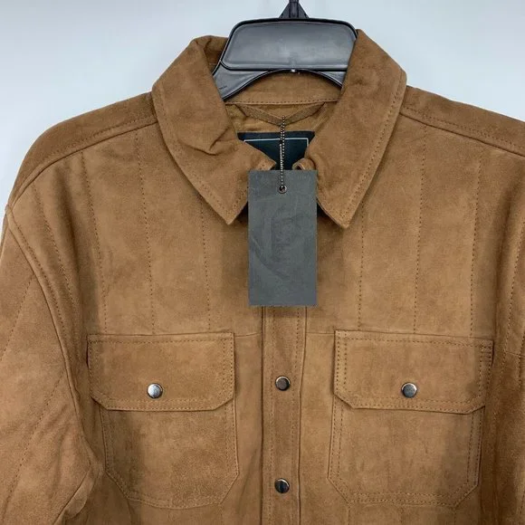 BlankNYC Jacket Quick Action 100% Goat Leather Brown Button Snap